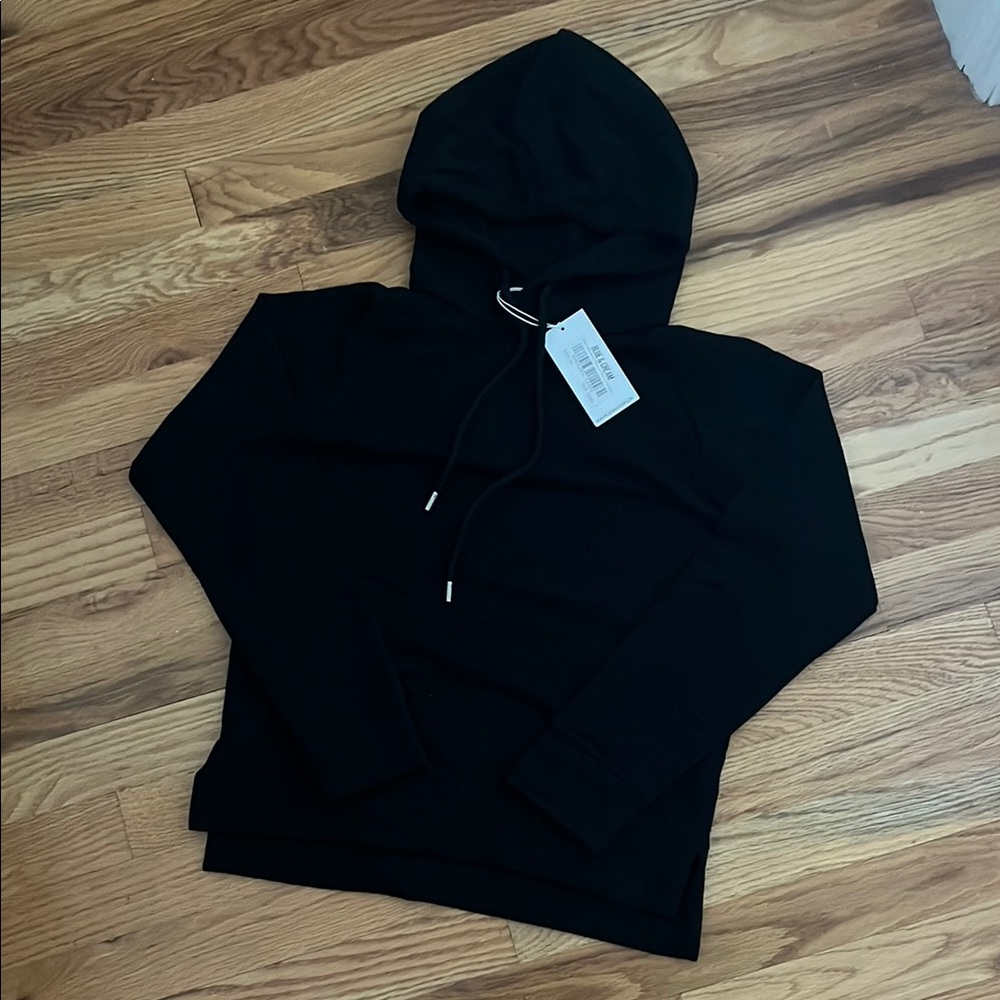 Saks Blue & Cream Black Hoodie with Drawstring XXXS